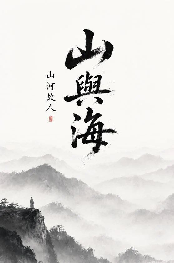 TZ1_ink_calligraphy · 毛筆枯筆書法+宋體小字（山與海／山河故人）