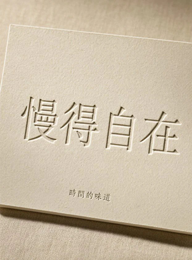 TZ4_letterpress · 明體無盲壓deboss（慢得自在／時間的味道）