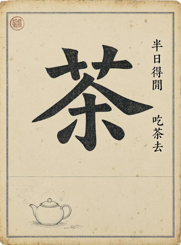 TZ5_woodblock_book · 木刻明體（茶／半日得閒／吃茶去）